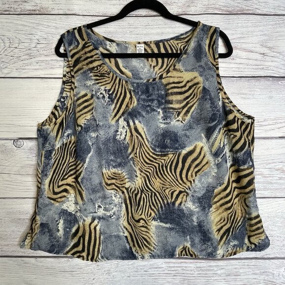Covington Woman’s Blouse & Tank Set Size XL Blue Animal Print Safari Office Work - Picture 4 of 16